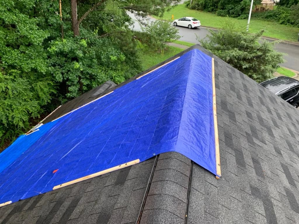 Emergency roof tarping service in Atlanta after storm damage